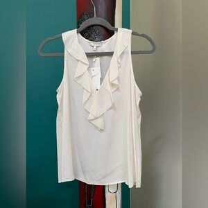 Joie Cream Ruffled Blouse, 100% Silk